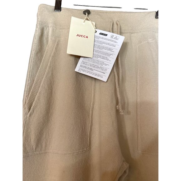 Jucca Beige Fleece Wool Jogger Pants Large Made In Italy $429 Retail - Picture 3 of 10